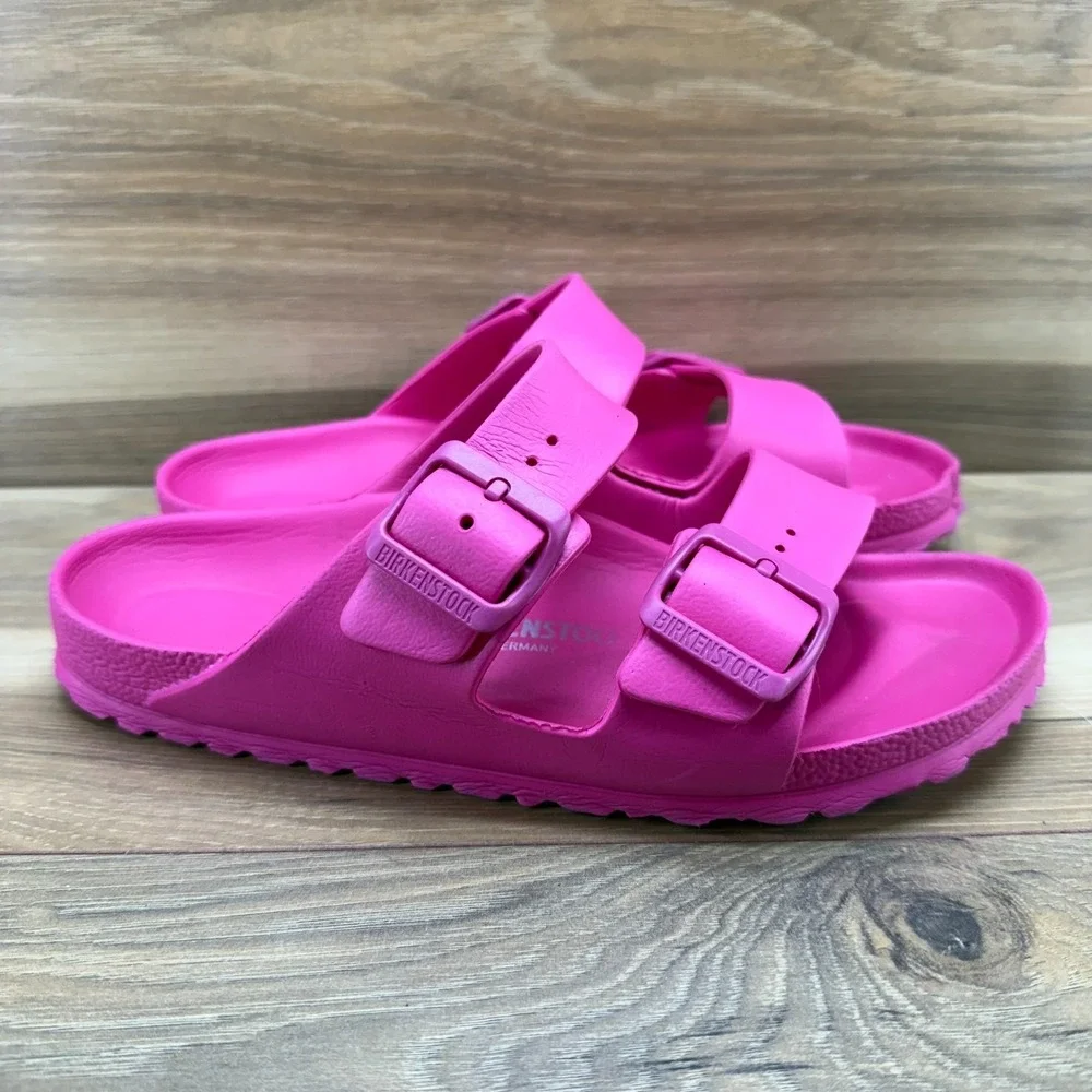 Birkenstock Arizona Eva Hot Pink Sandals Womens 7 N EU 38 Rubber Slides Slip On - Picture 2 of 10
